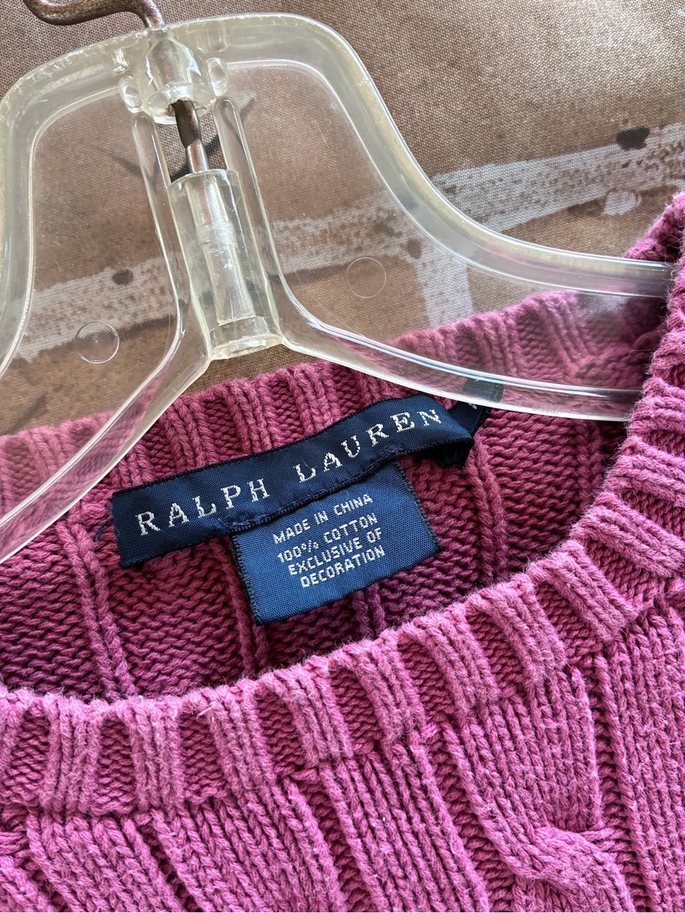 Vtg 90’s Ralph Lauren size M y2k Pink Cable Knit Crewneck Sweater - Picture 5 of 6